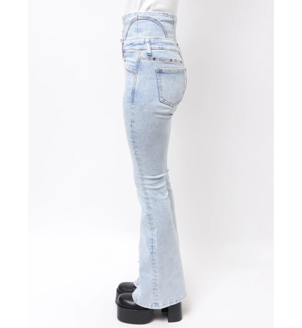 EMODA「ドットラインハイウエストフレアパギンス」|デニム|