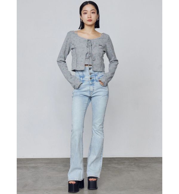 EMODA「ドットラインハイウエストフレアパギンス」|デニム|