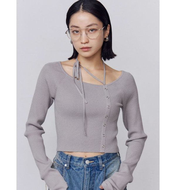 EMODA「アシンメトリーチョーカーニット」|ニット・セーター|グレー