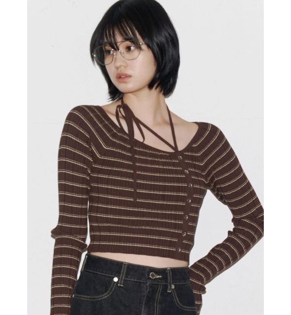 EMODA「アシンメトリーチョーカーニット」|ニット・セーター|ブラウン