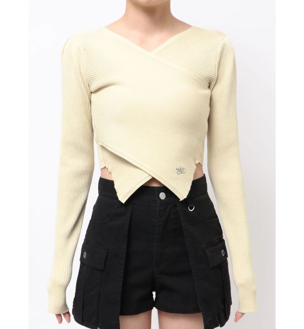 EMODA「ワイドクロスクロップドニット」|ニット・セーター|アイボリー