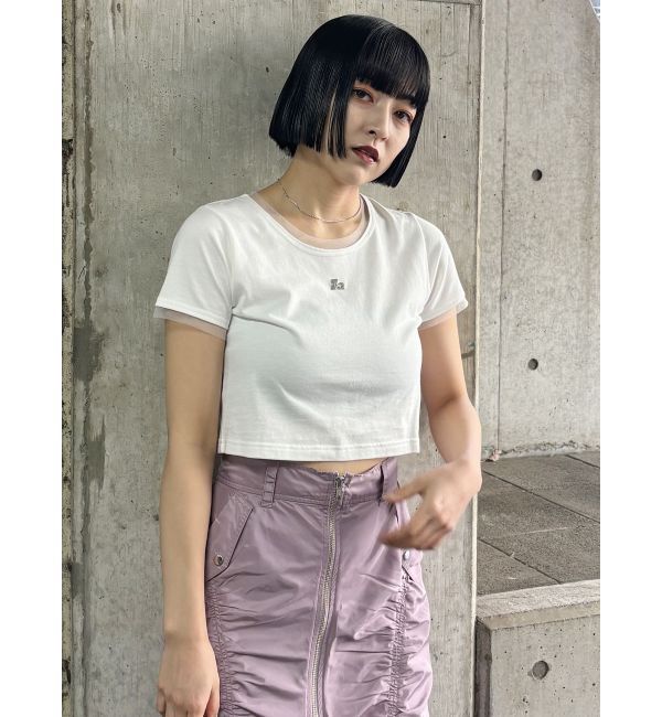 MURUA「チュールトリムコンパクトTシャツ」|Tシャツ・カットソー|