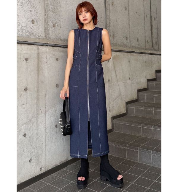 MURUA「サイドベルトジップナローワンピース」|ワンピース|