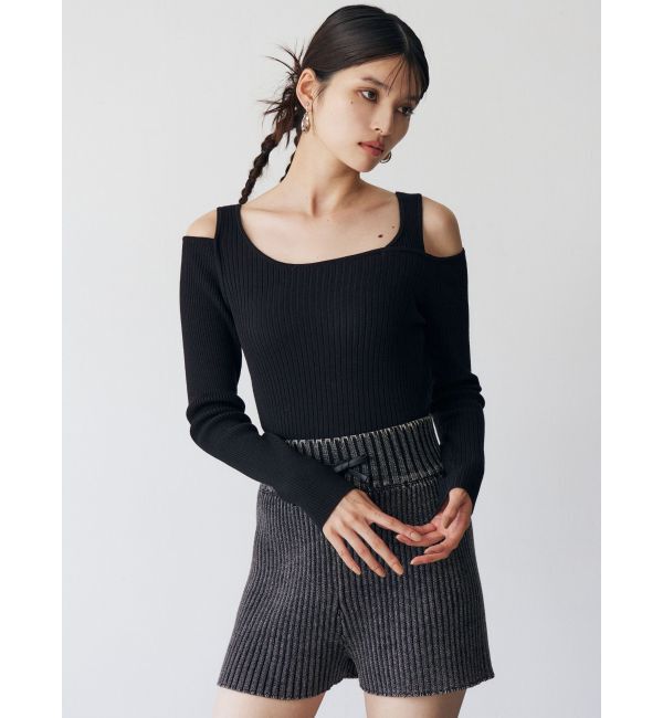 MURUA「ショルダーカットレイヤードライクリブニット」|ニット・セーター|