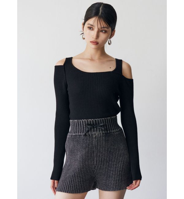 MURUA「ショルダーカットレイヤードライクリブニット」|ニット・セーター|