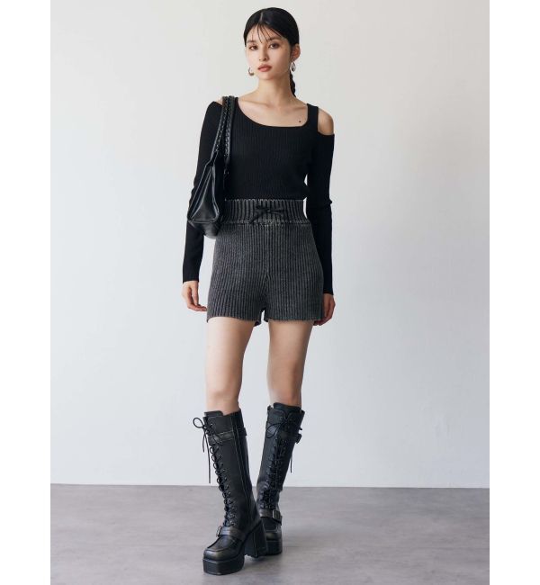 MURUA「ショルダーカットレイヤードライクリブニット」|ニット・セーター|