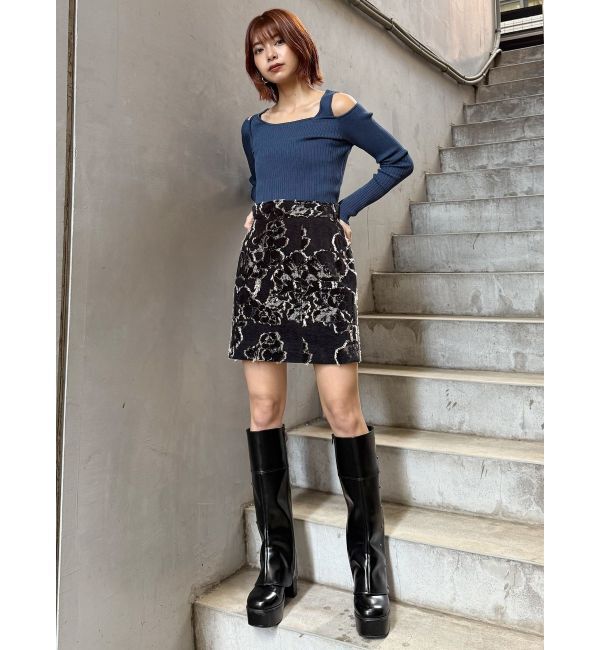 MURUA「ショルダーカットレイヤードライクリブニット」|ニット・セーター|