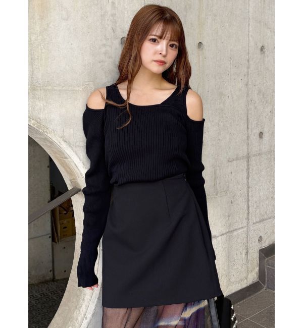 MURUA「ショルダーカットレイヤードライクリブニット」|ニット・セーター|