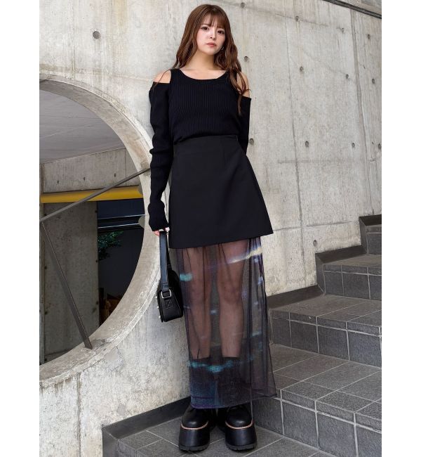 MURUA「ショルダーカットレイヤードライクリブニット」|ニット・セーター|