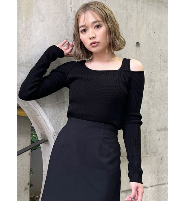 MURUA「ショルダーカットレイヤードライクリブニット」|ニット・セーター|