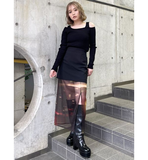 MURUA「ショルダーカットレイヤードライクリブニット」|ニット・セーター|