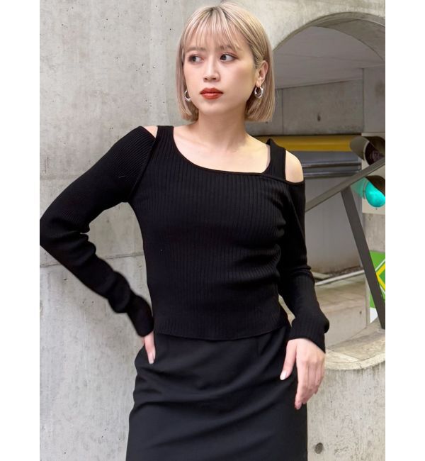 MURUA「ショルダーカットレイヤードライクリブニット」|ニット・セーター|