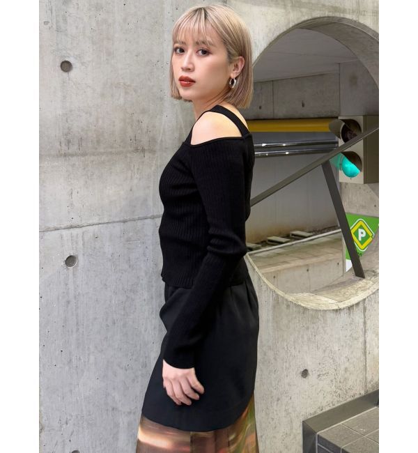 MURUA「ショルダーカットレイヤードライクリブニット」|ニット・セーター|