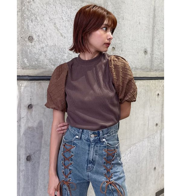 MURUA「テレコドッキングジャガードトップス」|Tシャツ・カットソー|