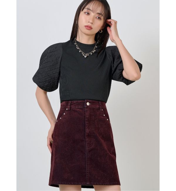 MURUA「テレコドッキングジャガードトップス」|Tシャツ・カットソー|ブラック