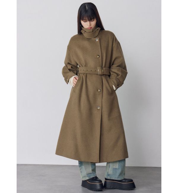 MURUA「スタンドネックダブルカラーコート」|ステンカラーコート|