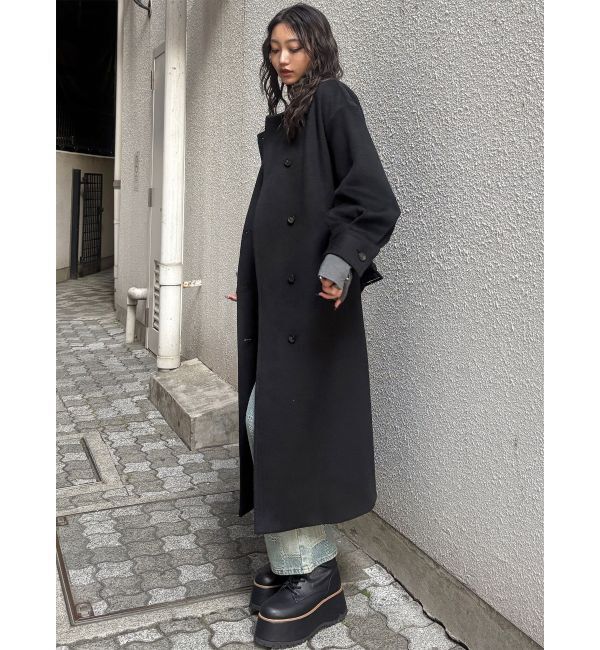 MURUA「スタンドネックダブルカラーコート」|ステンカラーコート|