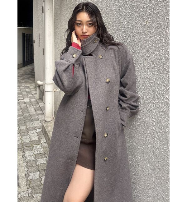 MURUA「スタンドネックダブルカラーコート」|ステンカラーコート|