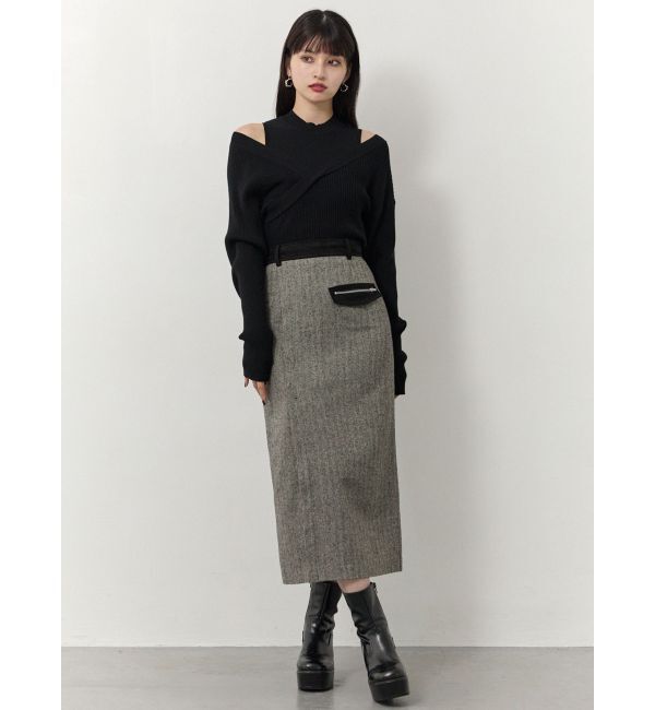 MURUA「MIXパターンスリットナロースカート」|スカート|