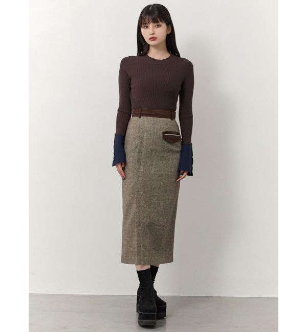 MURUA「MIXパターンスリットナロースカート」|スカート|
