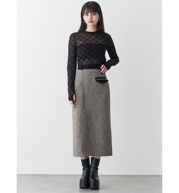 MURUA「MIXパターンスリットナロースカート」|スカート|