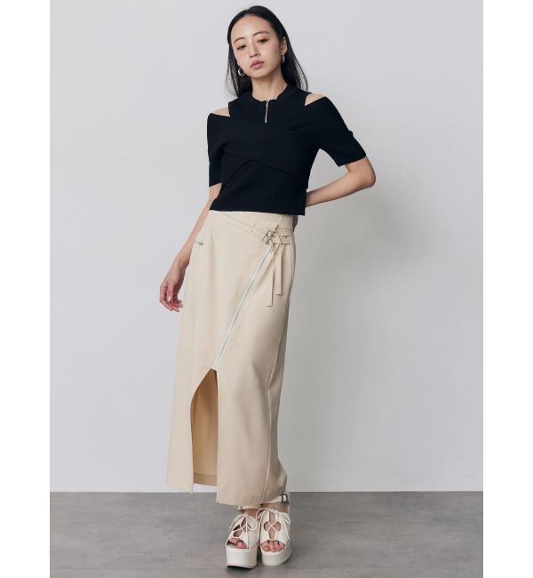 MURUA「ZIPカシュクールハーフニット」|ニット・セーター|