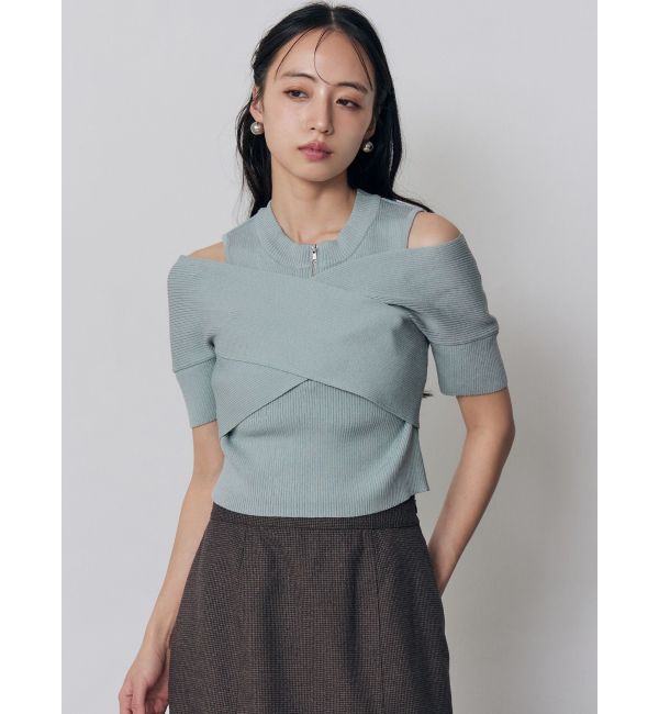 MURUA「ZIPカシュクールハーフニット」|ニット・セーター|