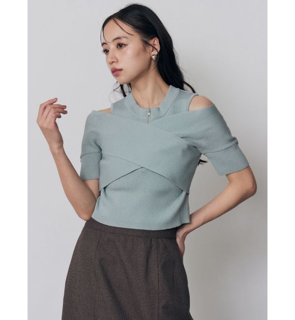 MURUA「ZIPカシュクールハーフニット」|ニット・セーター|