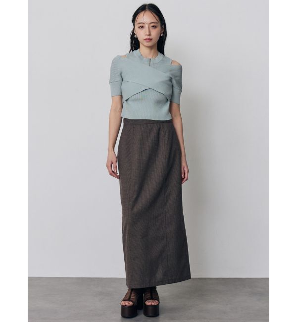 MURUA「ZIPカシュクールハーフニット」|ニット・セーター|