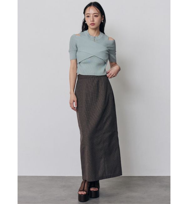 MURUA「ZIPカシュクールハーフニット」|ニット・セーター|