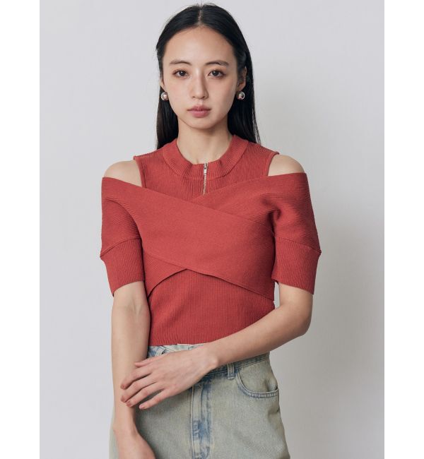 MURUA「ZIPカシュクールハーフニット」|ニット・セーター|
