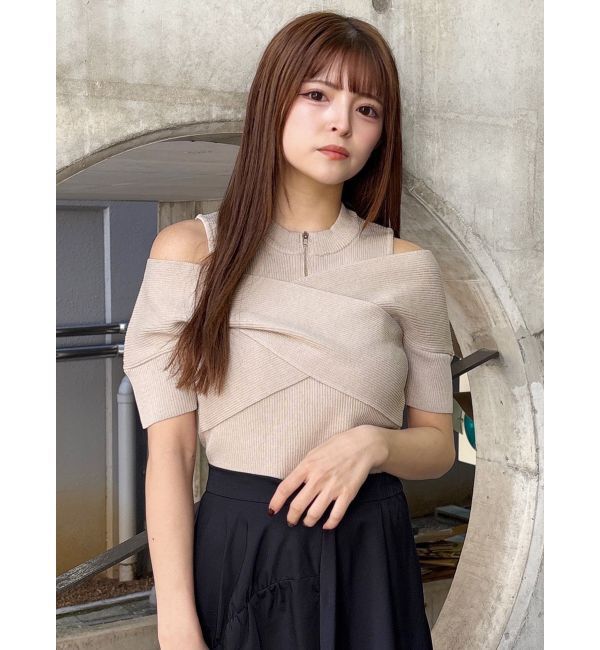 MURUA「ZIPカシュクールハーフニット」|ニット・セーター|