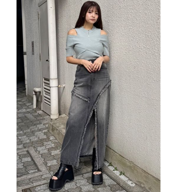 MURUA「ZIPカシュクールハーフニット」|ニット・セーター|