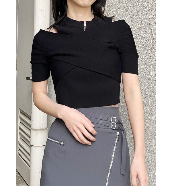 MURUA「ZIPカシュクールハーフニット」|ニット・セーター|