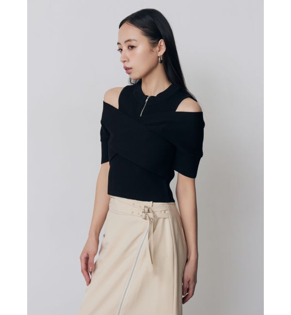 MURUA「ZIPカシュクールハーフニット」|ニット・セーター|