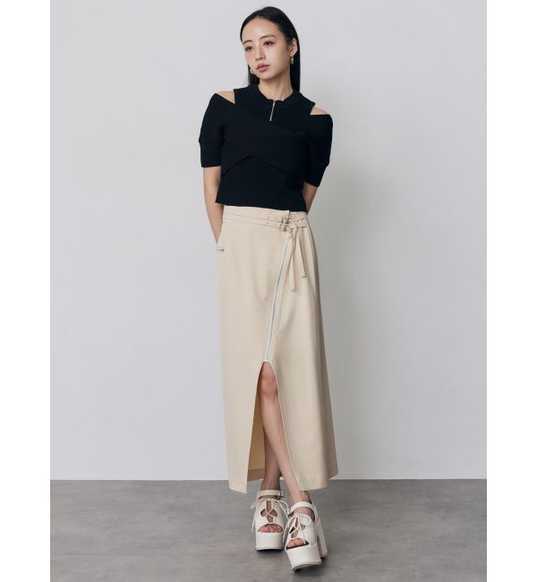 MURUA「ZIPカシュクールハーフニット」|ニット・セーター|