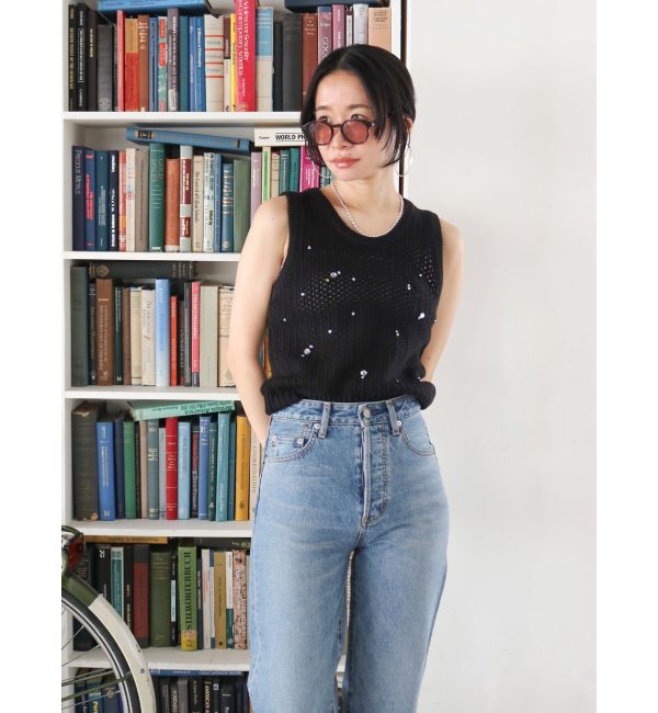 Ungrid「ビジューニットベスト」|ニット・セーター|ブラック