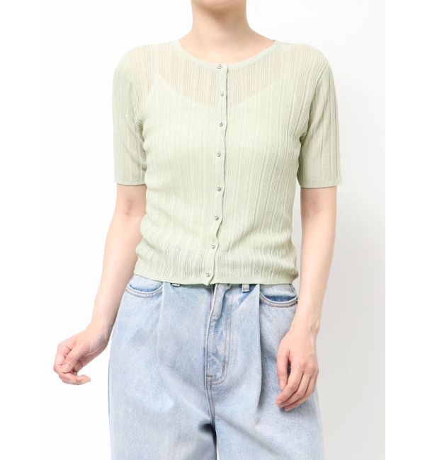 LAGUNAMOON「シアーニットショートスリーブカーデ」|カーディガン|