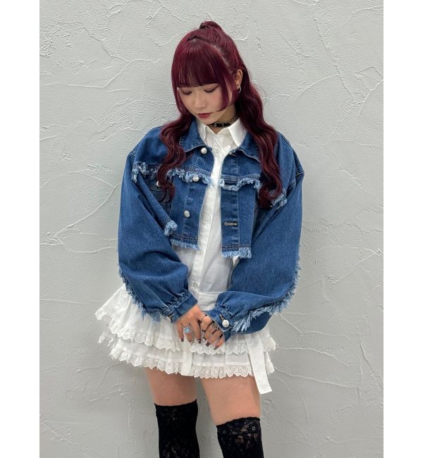 jouetie「ワイドクロップドフリンジGジャン【セットアップ対応】」|ブルゾン・スタジャン|