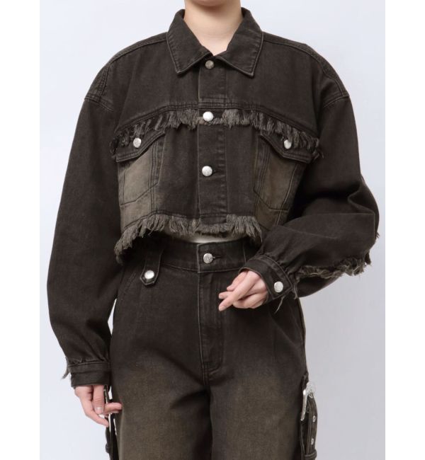 jouetie「ワイドクロップドフリンジGジャン【セットアップ対応】」|ブルゾン・スタジャン|