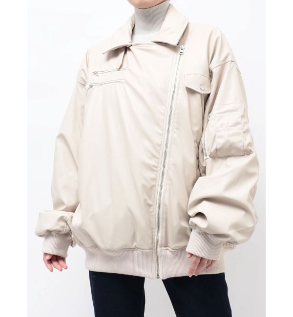 jouetie「フェイクレザーライダースMA-1ジャケット」|ブルゾン・スタジャン|