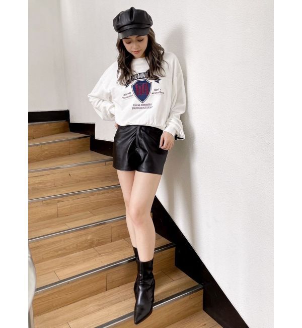 GYDA「BACKレースアップショートロゴスウェットトップス」|スウェット・ジャージ|