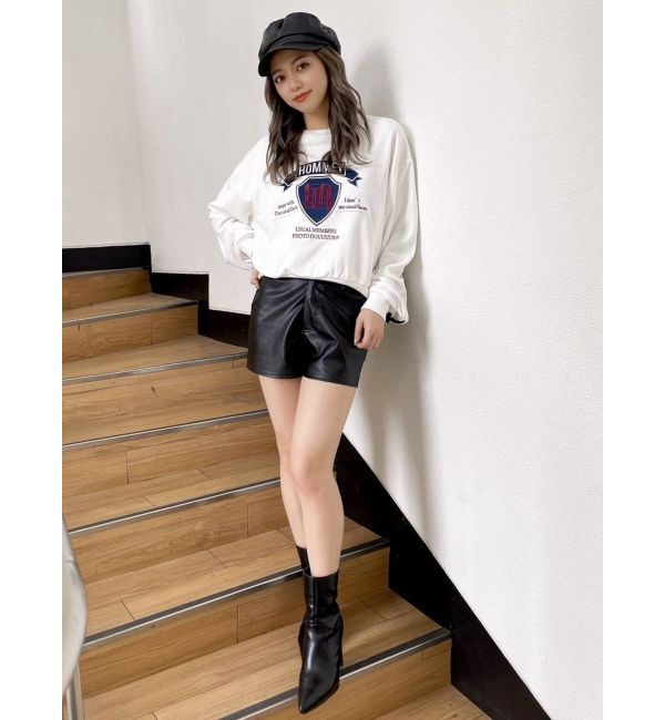 GYDA「BACKレースアップショートロゴスウェットトップス」|スウェット・ジャージ|