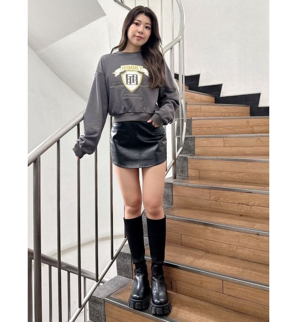 GYDA「BACKレースアップショートロゴスウェットトップス」|スウェット・ジャージ|