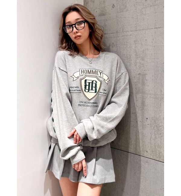 GYDA「BACKレースアップショートロゴスウェットトップス」|スウェット・ジャージ|