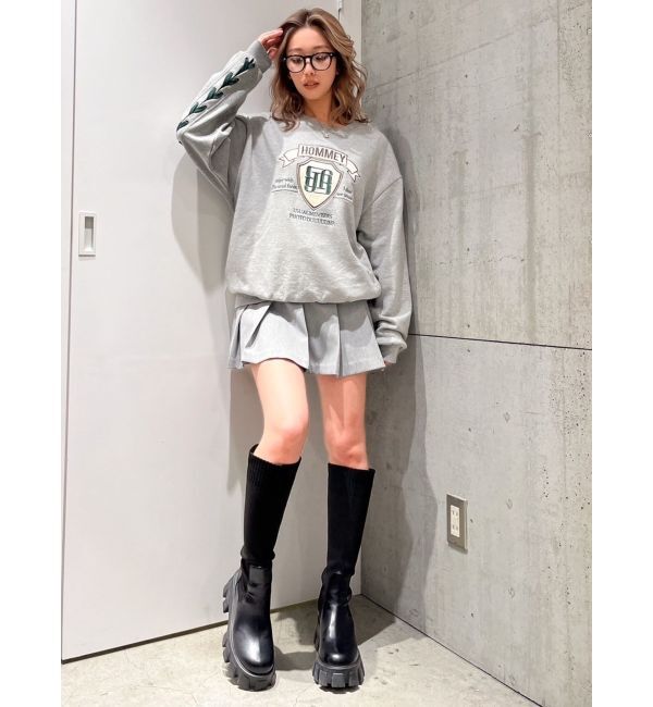 GYDA「BACKレースアップショートロゴスウェットトップス」|スウェット・ジャージ|