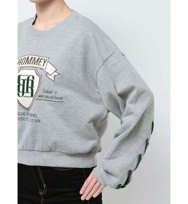 GYDA「BACKレースアップショートロゴスウェットトップス」|スウェット・ジャージ|