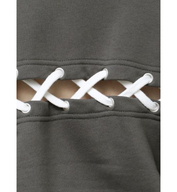 GYDA「BACKレースアップショートロゴスウェットトップス」|スウェット・ジャージ|
