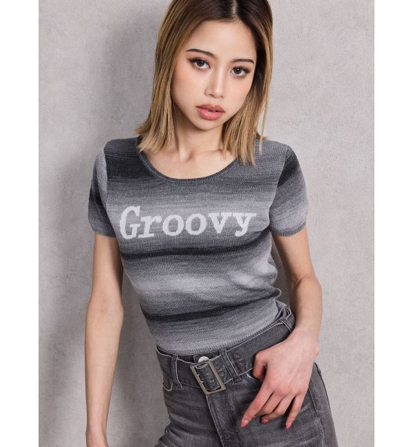 GYDA「Groovy グラデーションニットトップス」|ニット・セーター|ブラック