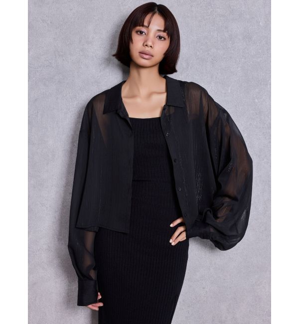 GYDA「SHEERラメショートシャツ」|シャツ・ブラウス|